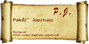 Pakó Jusztusz névjegykártya